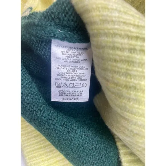 LOFT Women Chevron Stitched Turtleneck Sweater SMALL