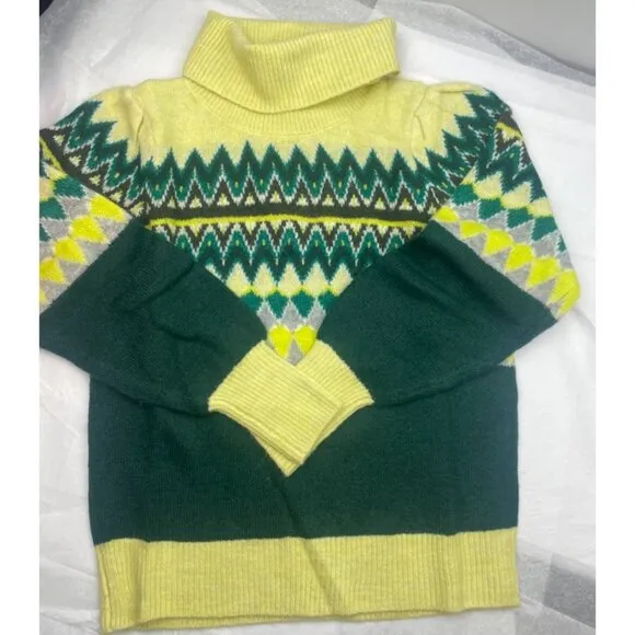 LOFT Women Chevron Stitched Turtleneck Sweater SMALL
