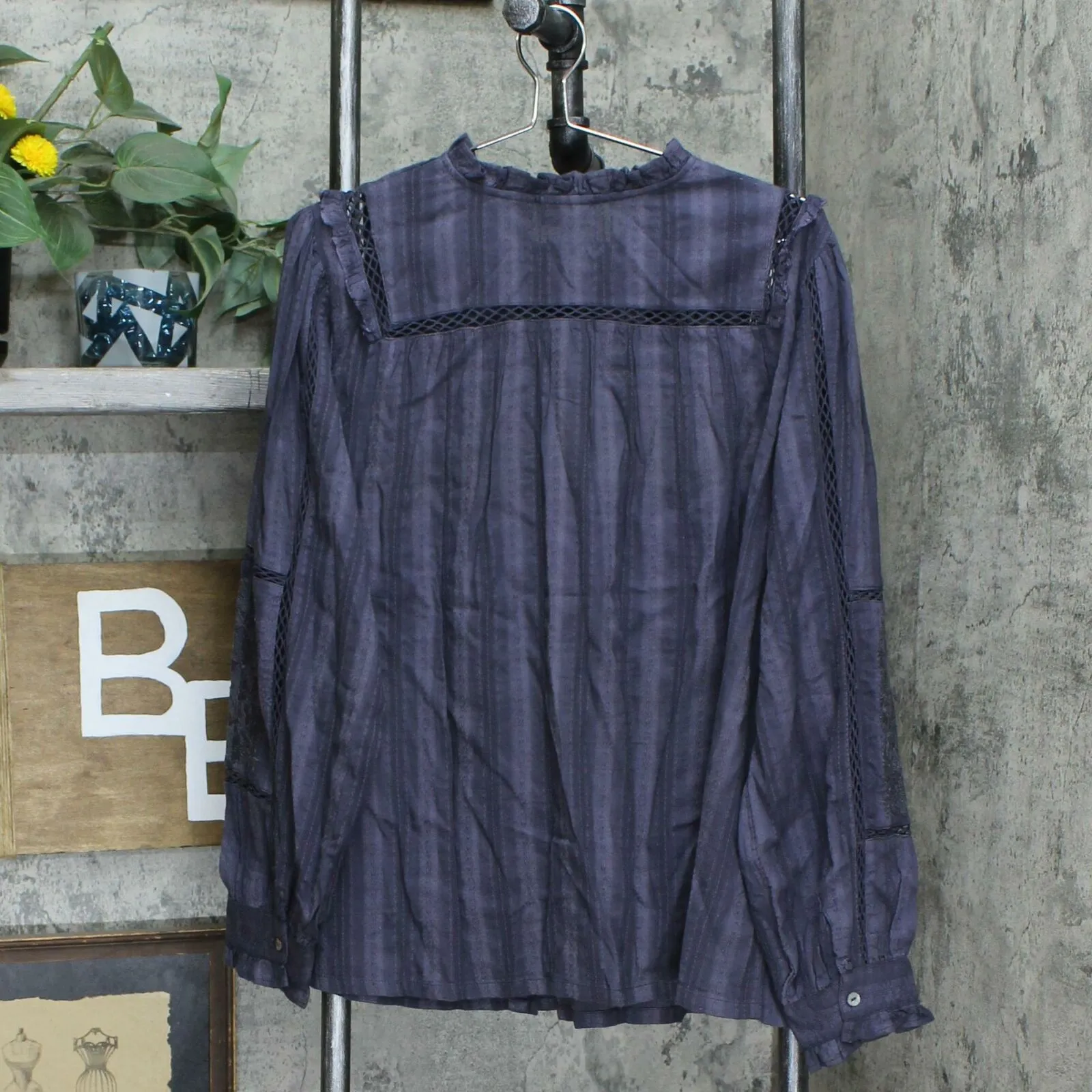 LOGO by Lori Goldstein Textured Woven Blouse Graphite Plus 1X