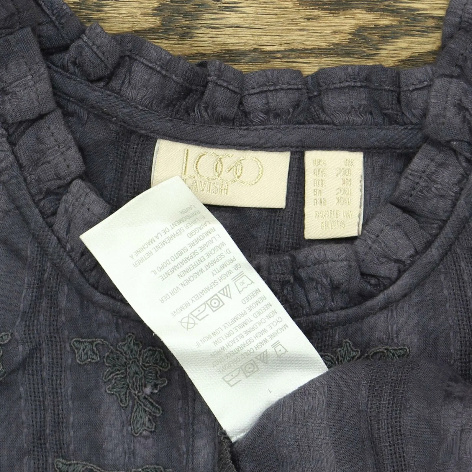 LOGO by Lori Goldstein Textured Woven Blouse Graphite Plus 1X
