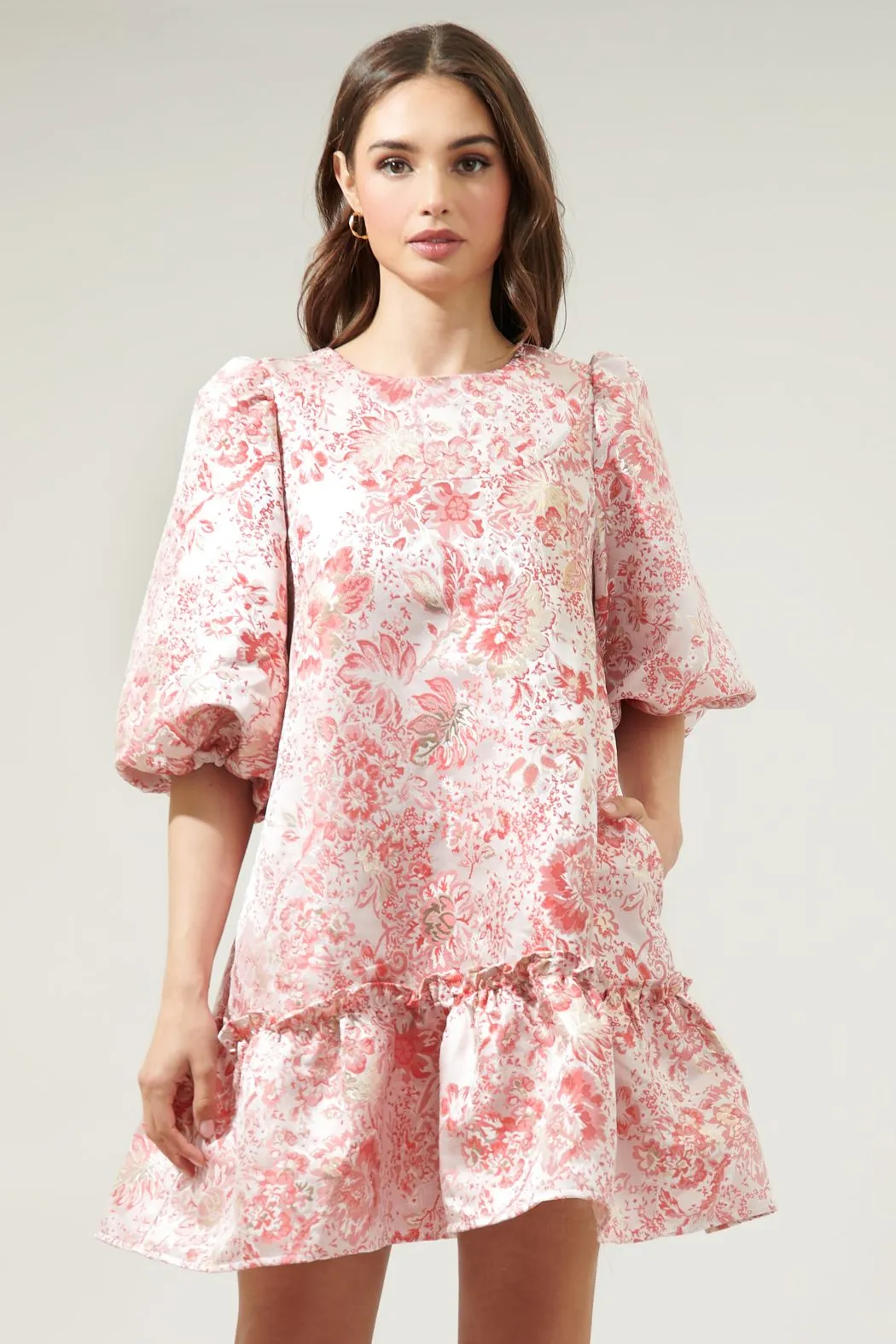 Lola Jacquard Ruffle Shift Dress