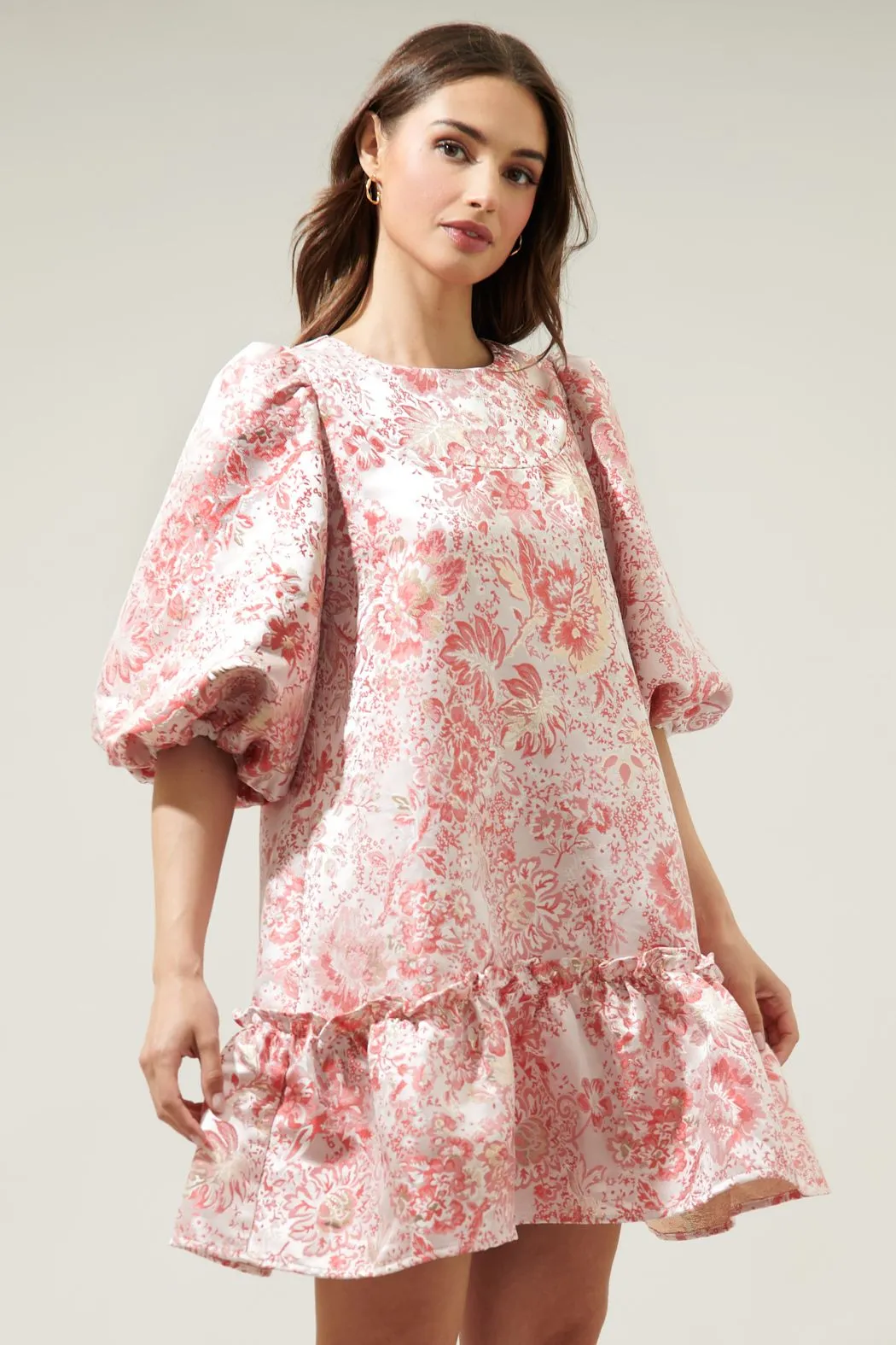 Lola Jacquard Ruffle Shift Dress