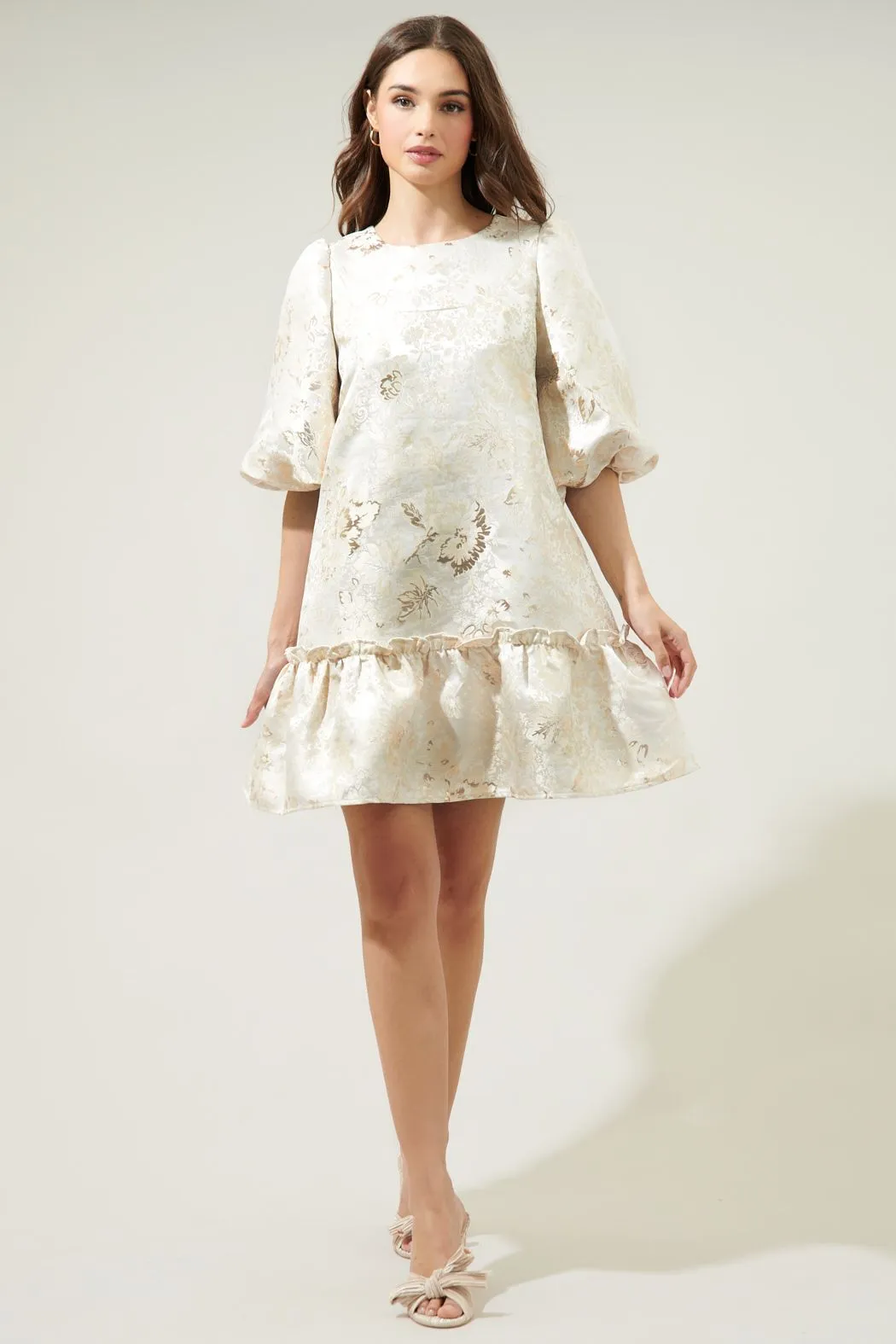 Lola Jacquard Ruffle Shift Dress