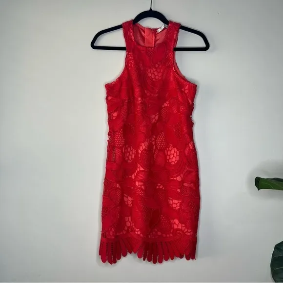 Lovers   Friends Coral XS Caspian lace shift mini dress floral homecoming prom
