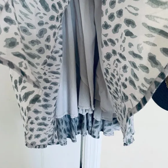 Lucca Couture Grey &amp; Silver Leopard Animal Print Fit &amp; Flare Summer Dress | M