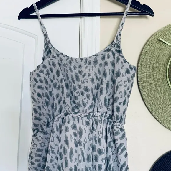Lucca Couture Grey &amp; Silver Leopard Animal Print Fit &amp; Flare Summer Dress | M