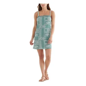 LUCKY BRAND Womens Green Lined Sleeveless Square Neck Short Shift Dress M