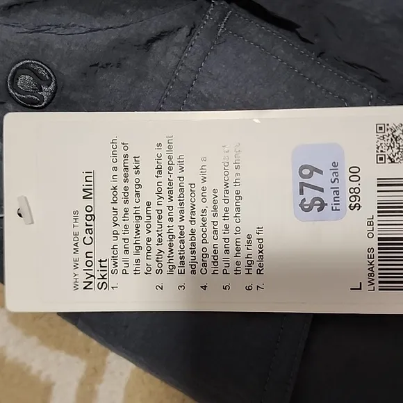 Lululemon Nylon Cargo Mini Skirt in Oil Blue NWT