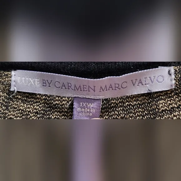 Luxe By Carmen Marc Valvo Sweater Dress Womens Size 1x Fit &amp; Flare Anima…