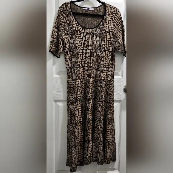 Luxe By Carmen Marc Valvo Sweater Dress Womens Size 1x Fit &amp; Flare Anima…