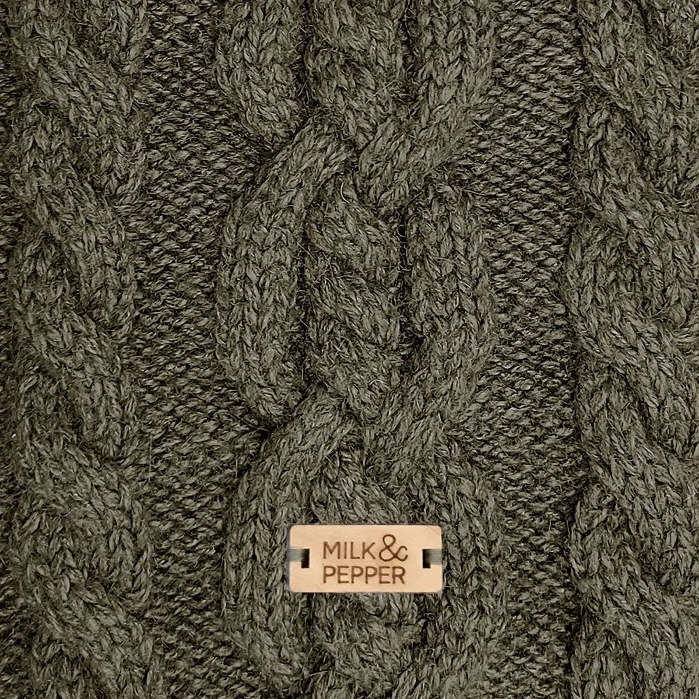 Luxe Cable Dog Sweater in Khaki (Bulldog Sizes Available)