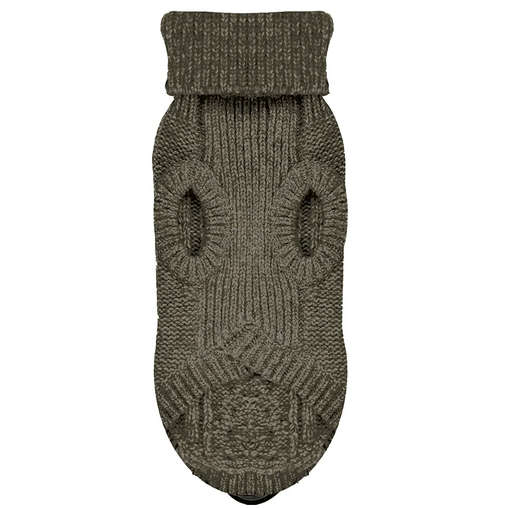Luxe Cable Dog Sweater in Khaki (Bulldog Sizes Available)