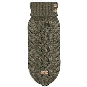Luxe Cable Dog Sweater in Khaki (Bulldog Sizes Available)