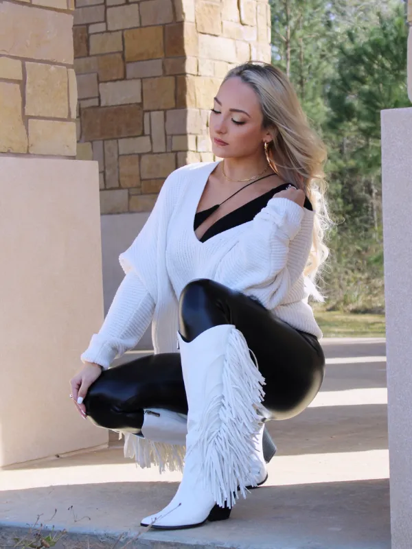 Made for You V-neck Long Sleeve Sweater, Cream