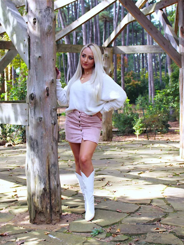 Made for You V-neck Long Sleeve Sweater, Cream