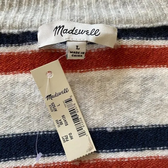 Madewell BNWT v-neck womens sweater NEW striped