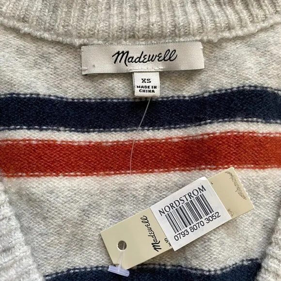 Madewell BNWT v-neck womens sweater NEW striped