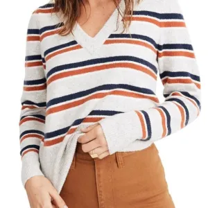 Madewell BNWT v-neck womens sweater NEW striped