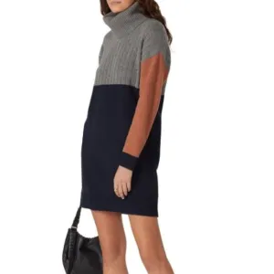 Madewell Color-block Scandinavian Turtleneck Wool Sweater Dress Size X-Large