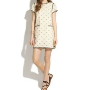 Madewell cream color with black embroidery beautiful shift dress