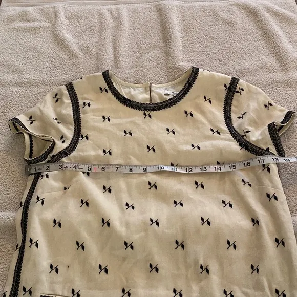 Madewell cream color with black embroidery beautiful shift dress