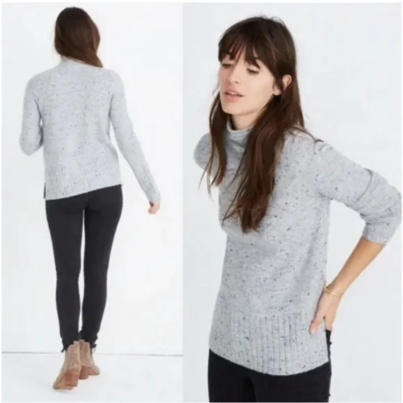 Madewell Donegal Inland Turtleneck Wool Blend Minimalist Speckled Sweater Medium