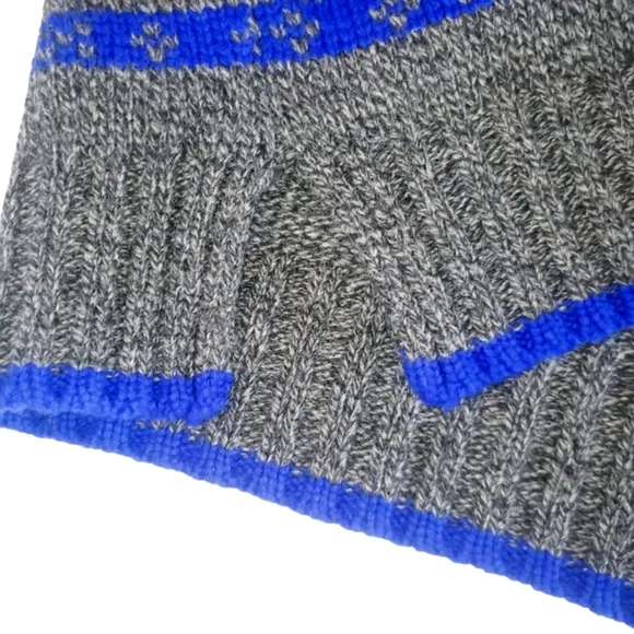 MADEWELL Geometric Gray/Blue‎ Turtleneck 100% Merino-Wool Sweater Women's…