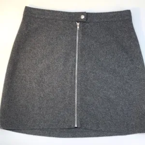 Madewell Gray Wool Mini Skirt with Full Length Front Zipper Size 12