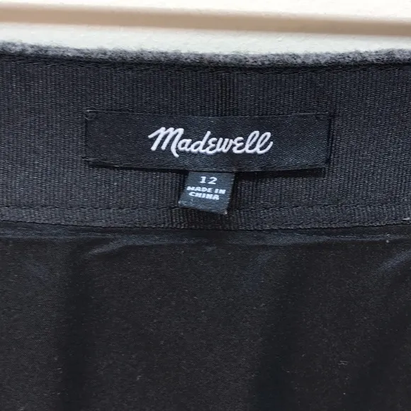 Madewell Gray Wool Mini Skirt with Full Length Front Zipper Size 12