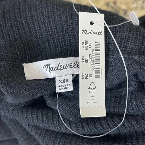 Madewell Merino Wool Alpaca Blend Turtleneck Sweater size XXS  Buttons Round Hem