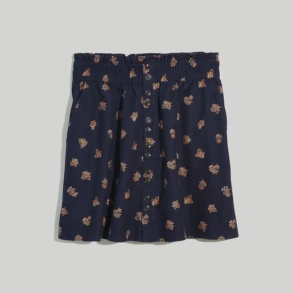 Madewell Paperbag Button-Front Mini Skirt in Baby Corduroy Size Medium