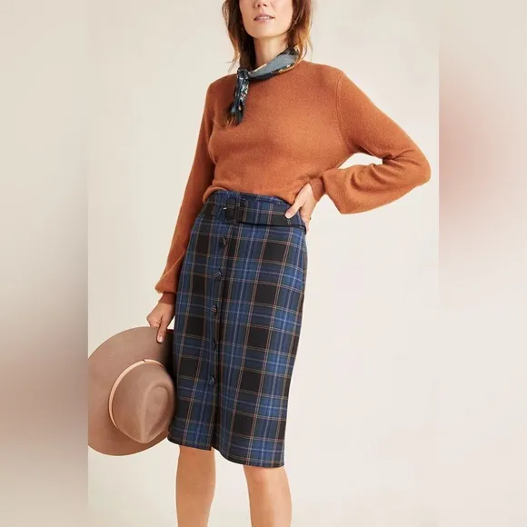 Maeve by Anthropologie Bernadette Buttondown Belted Pencil Skirt Size 6 NWT
