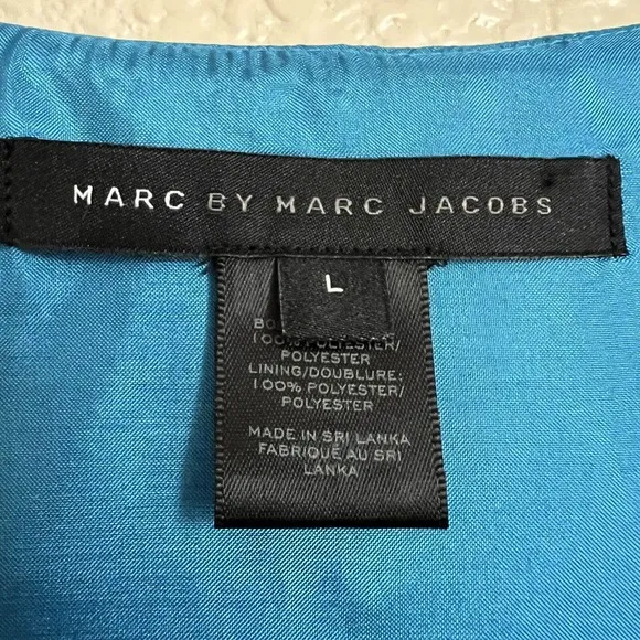MARC by MARC JACOBS Taffeta Shift Dress Blue Sz L Sleeveless Pockets