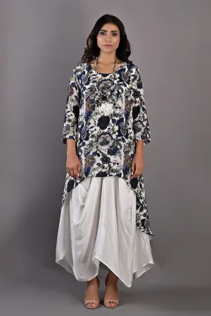 Marguerite- Printed Cowl Dress With Necklace