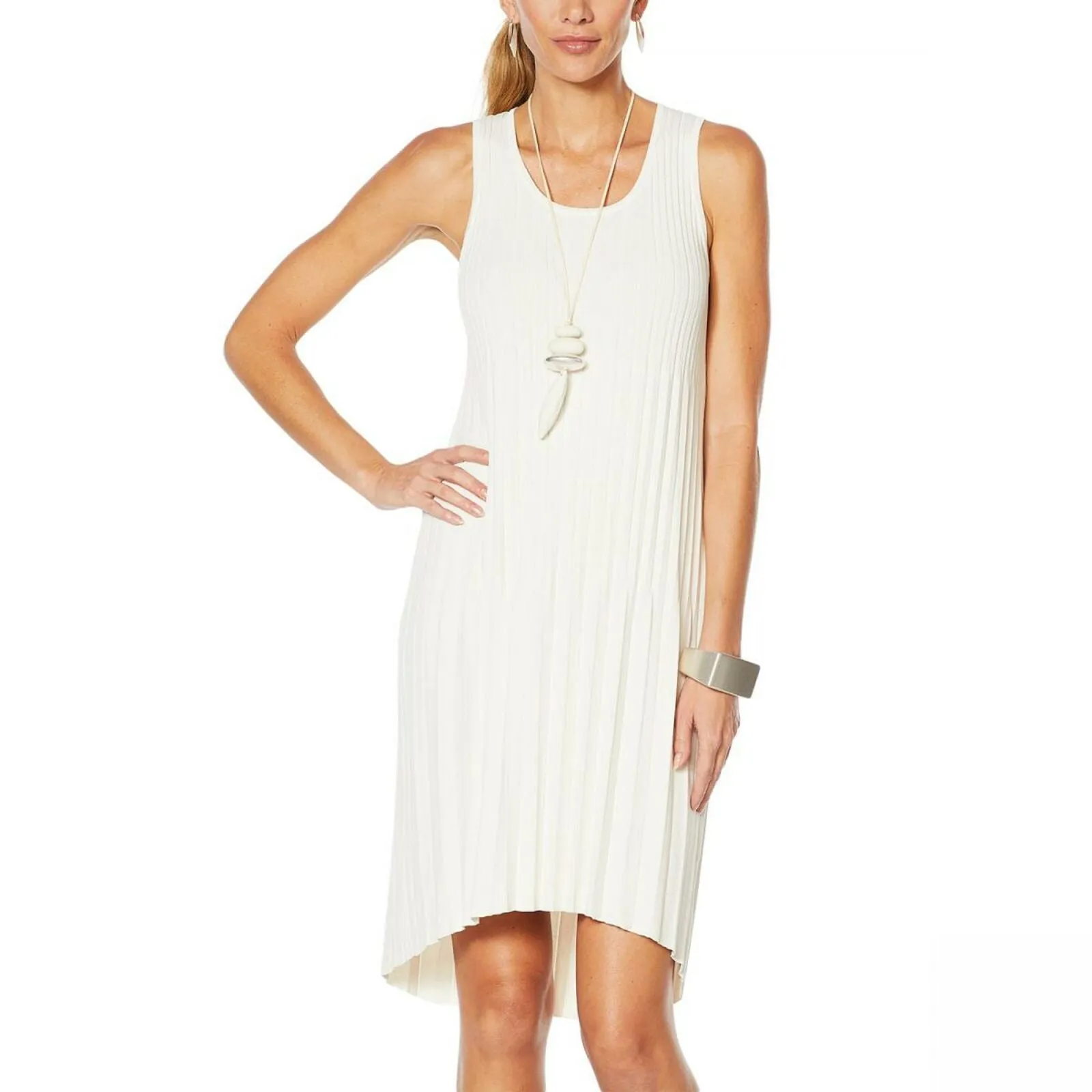 MarlaWynne Women's Sleeveless Pleated Knit Dress