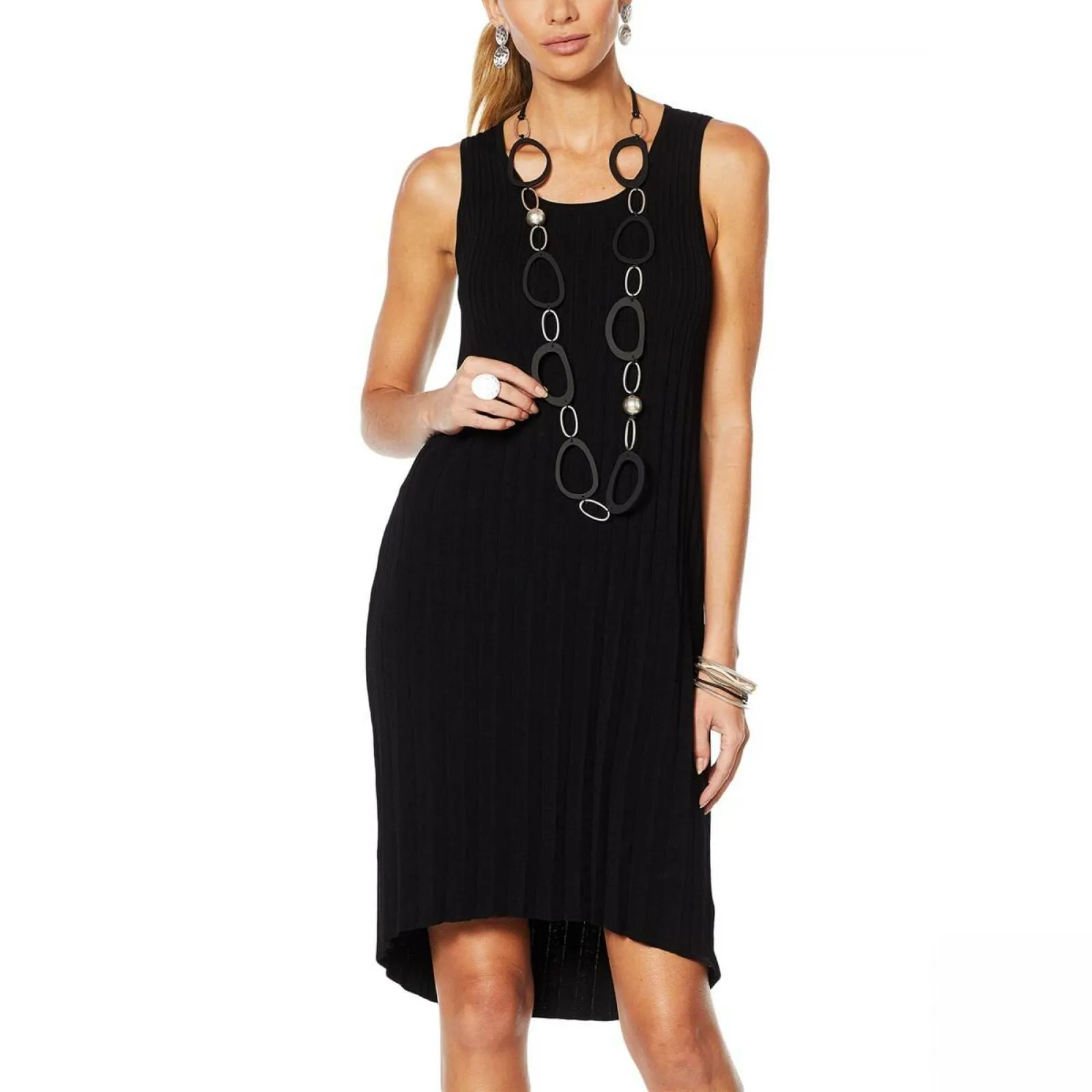 MarlaWynne Women's Sleeveless Pleated Knit Dress