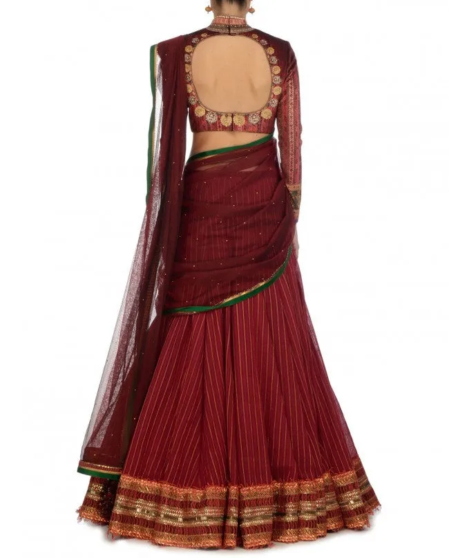 Maroon colour party wear chaniya choli