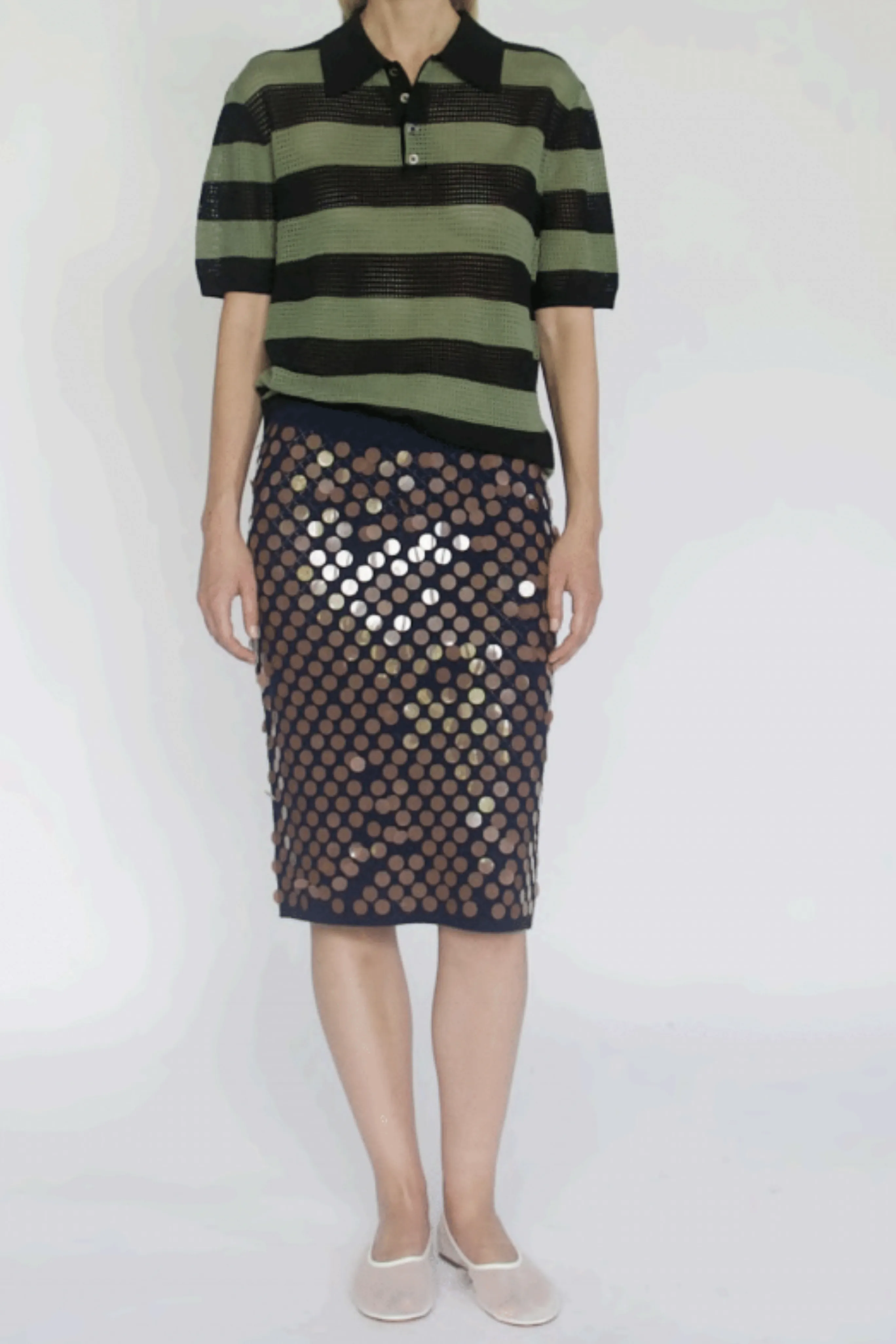 Mateo Navy Sequin Pencil Skirt