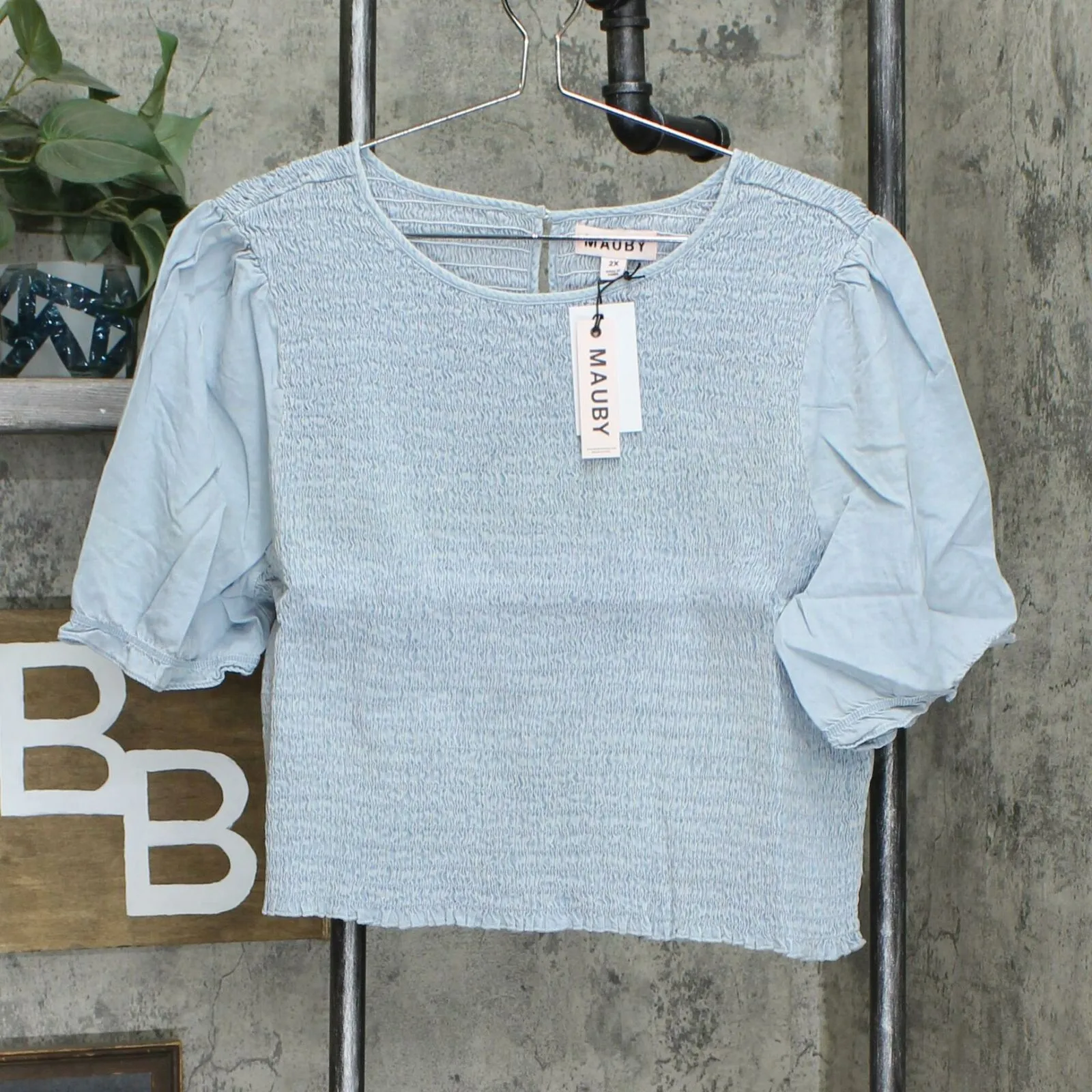 Mauby Plus Size Smocked Poplin Top