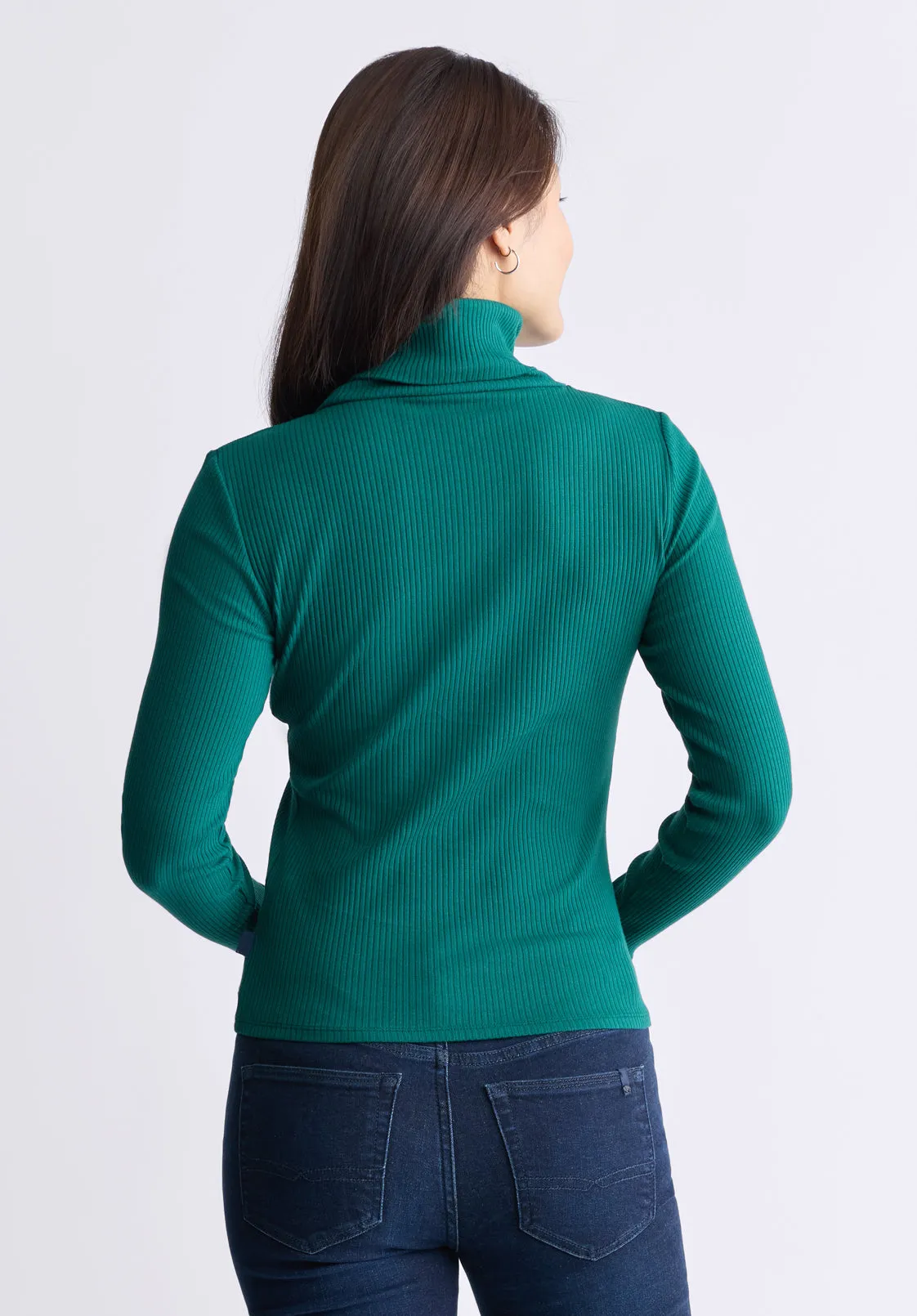 Mavra Women's Long-Sleeve Turtleneck Top, Forest Green  - KT0164F
