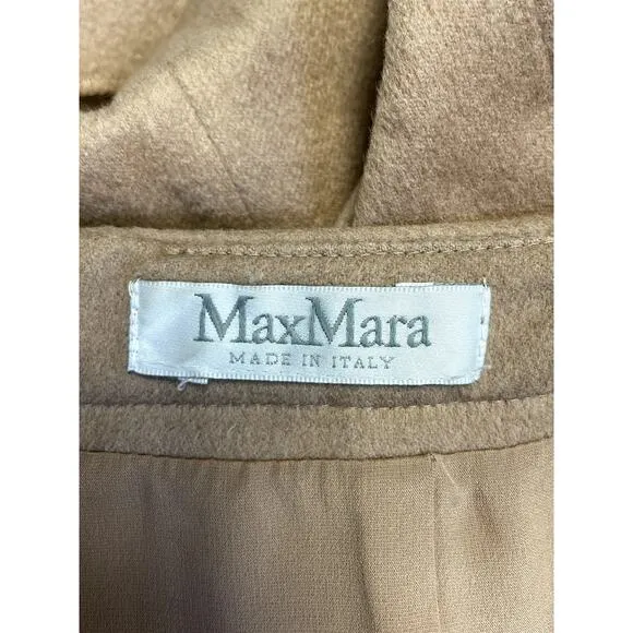 MAX MARA High Rise Wool Blend Pencil Skirt Camel Tan Made in Italy Size 6