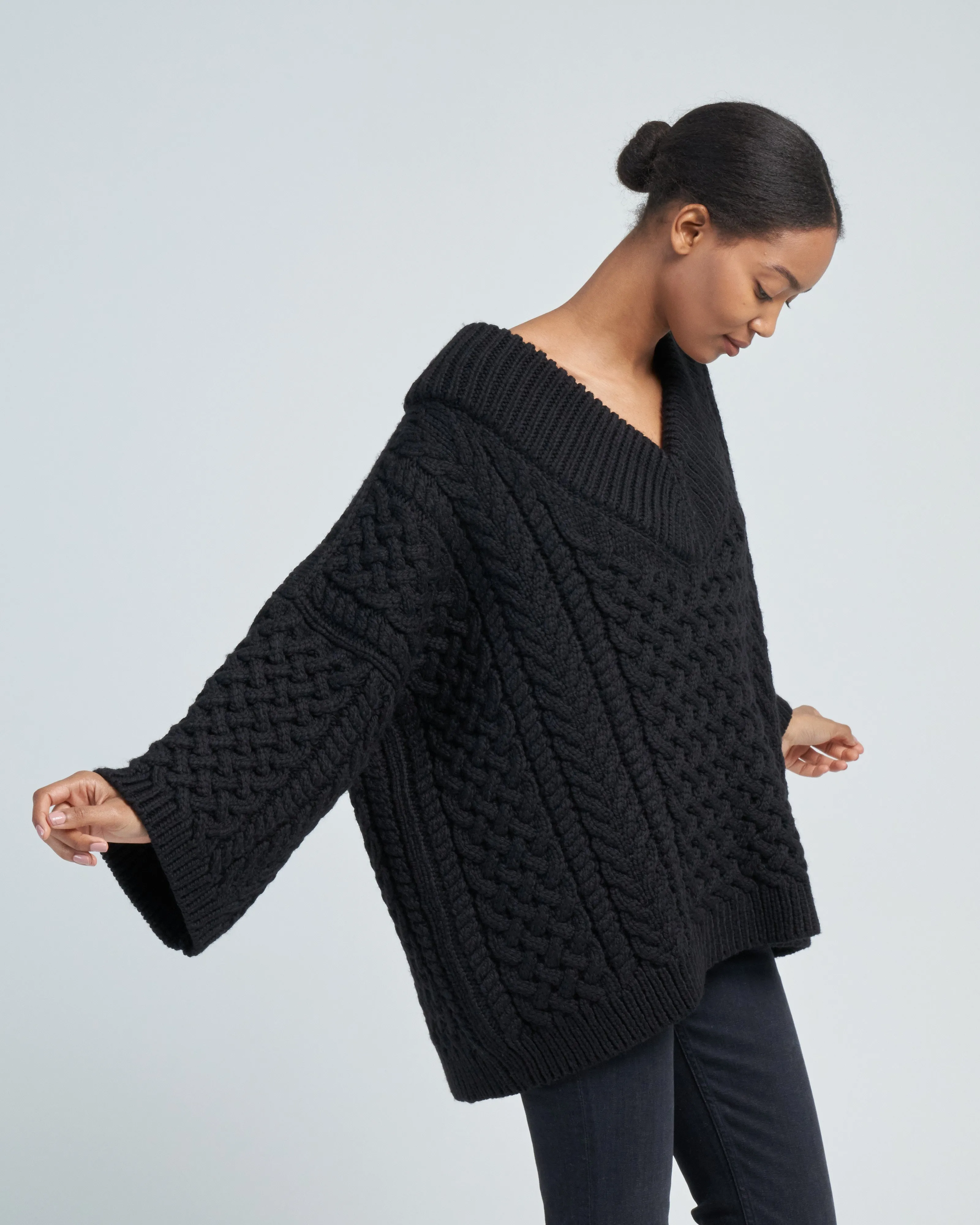maxi v neck jumper
