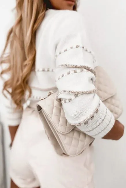 Mazik - White Latte Stripe Sweater