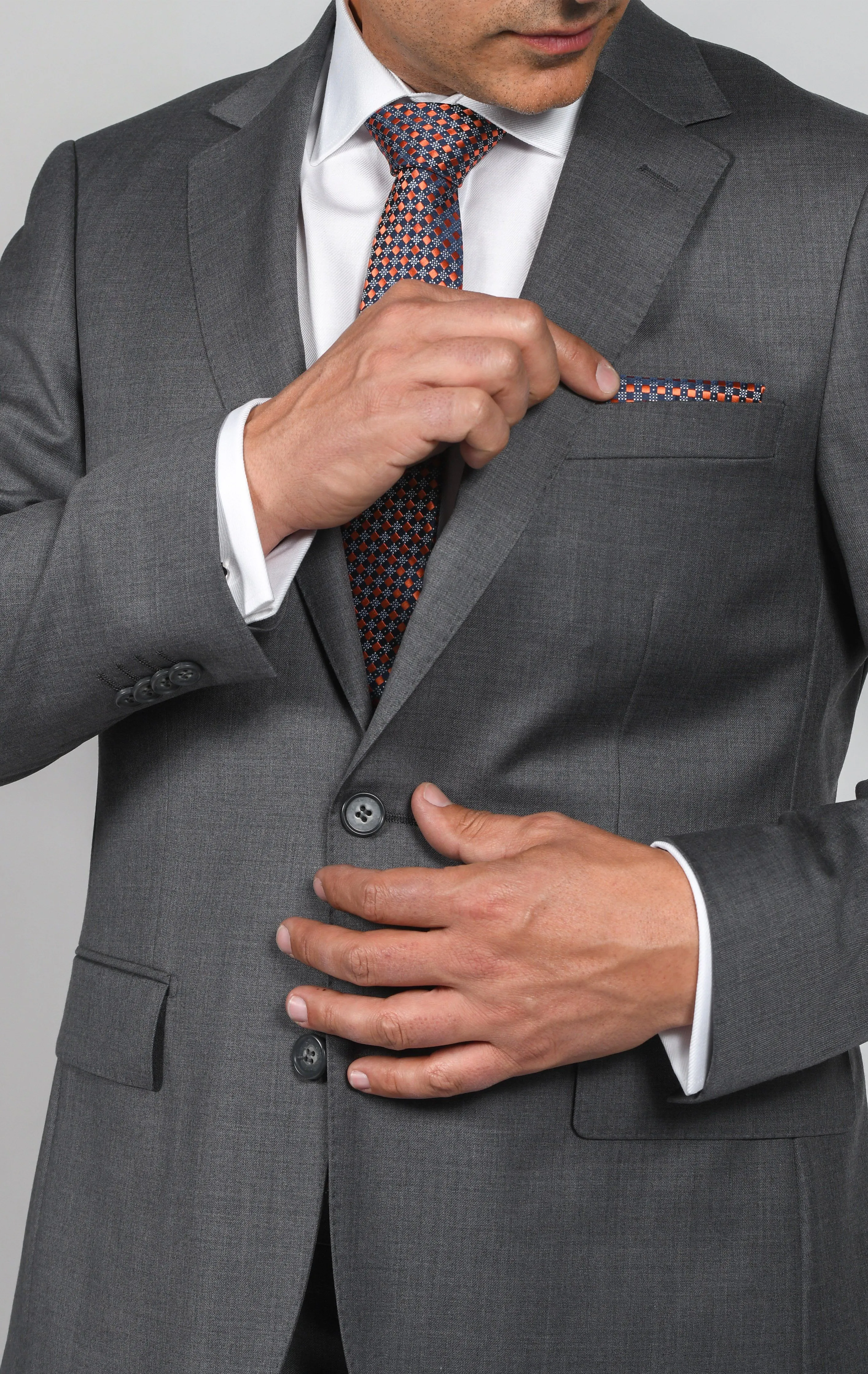 Medium Grey Slim Fit Wool Cashmere Suit