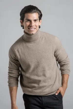 Mens Cashmere Turtleneck - Brown