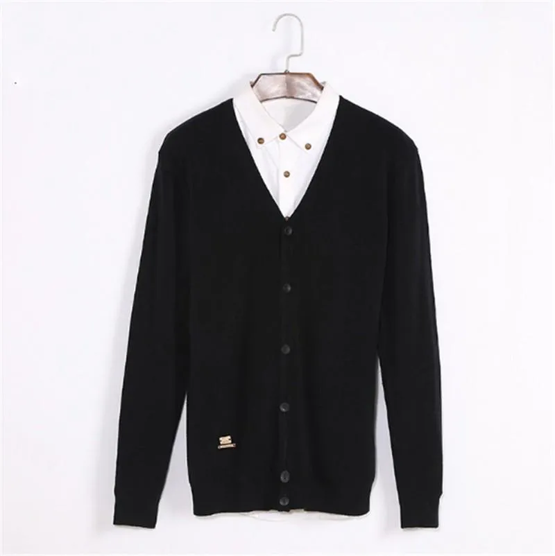 Men's Solid V-Neck Cardigan