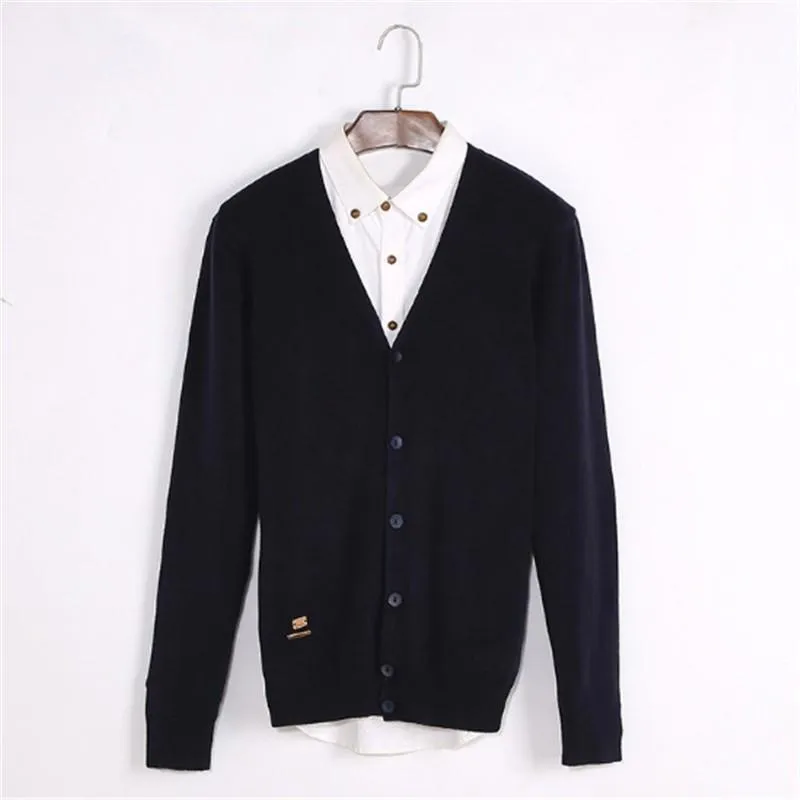 Men's Solid V-Neck Cardigan