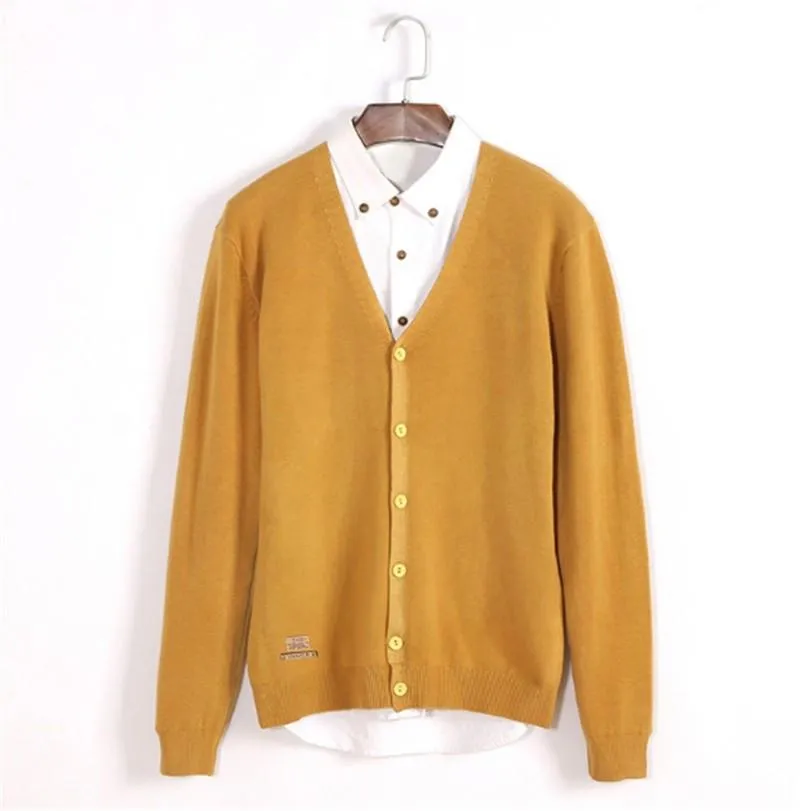 Men's Solid V-Neck Cardigan