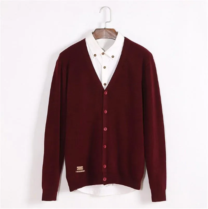 Men's Solid V-Neck Cardigan