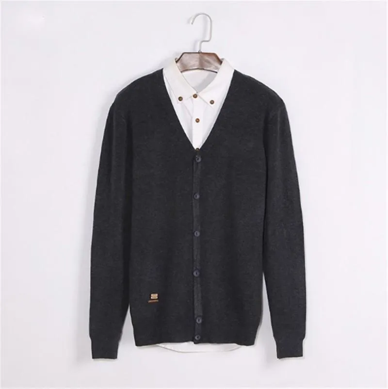 Men's Solid V-Neck Cardigan